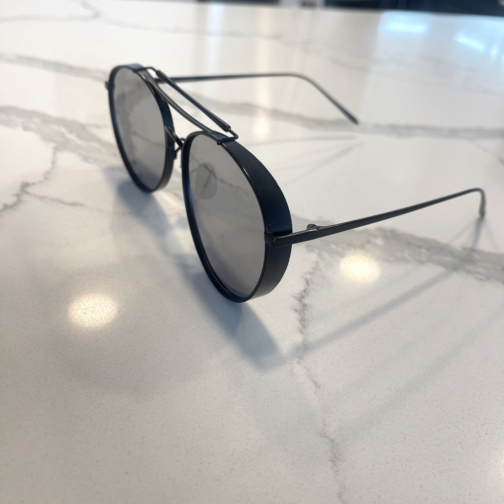 Gentle, monster, titanium, matte, black frame, mirror, lens, sunglasses. “Bully”